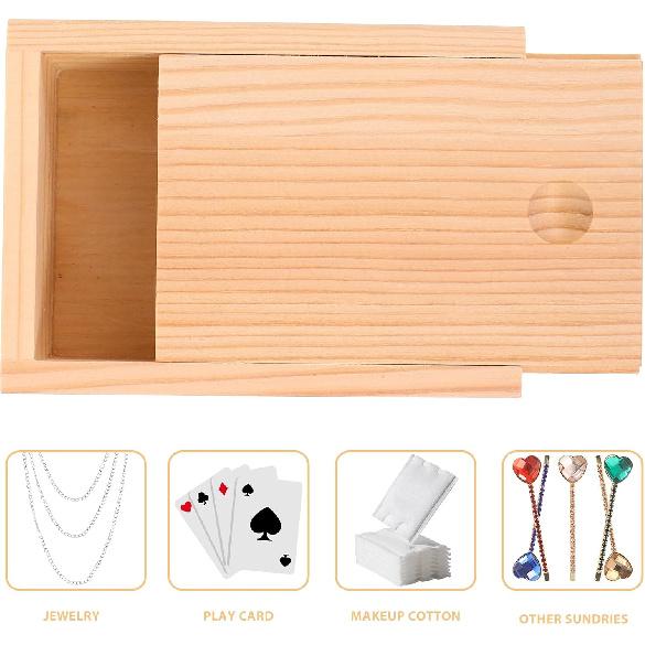 Lurrose Wooden Card Storage Box Trading Card Box Holder Poker Card Collection Box Organizer for Playing Gaming Cards Storage and Collection