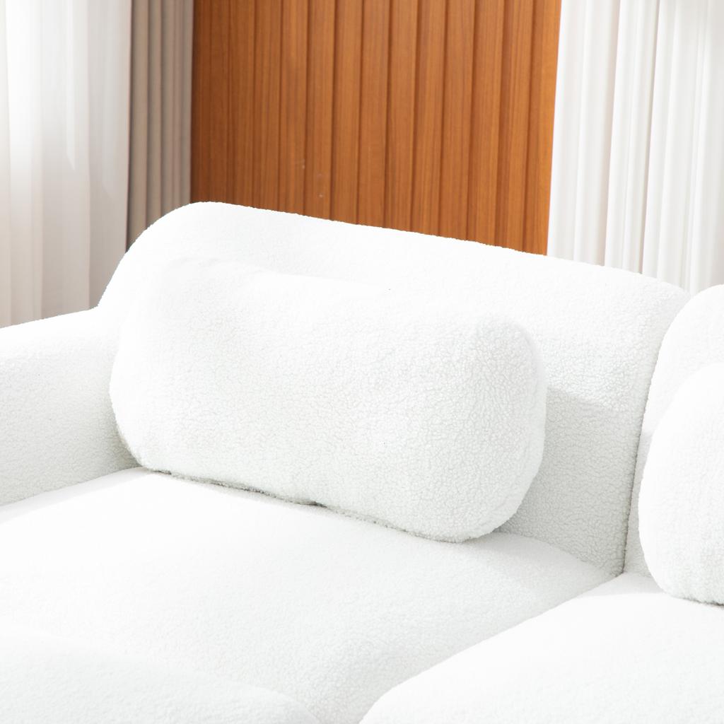 Modulares Kompressionssofa aus Chenille-Stoff, gefüllt mit 30D hoch elastischem Schaumstoff. Leicht zu bewegen, rutschfester Boden, ideal für das Wohnzimmer. Elfenbein