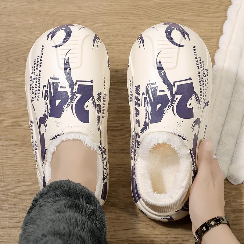 Fashion Men Slippers Winter Shoes New 2025 Keep Warm Plush EVA Waterproof Non-slip Indoor Outdoor Walking Casual Shoes Unisex Men Women