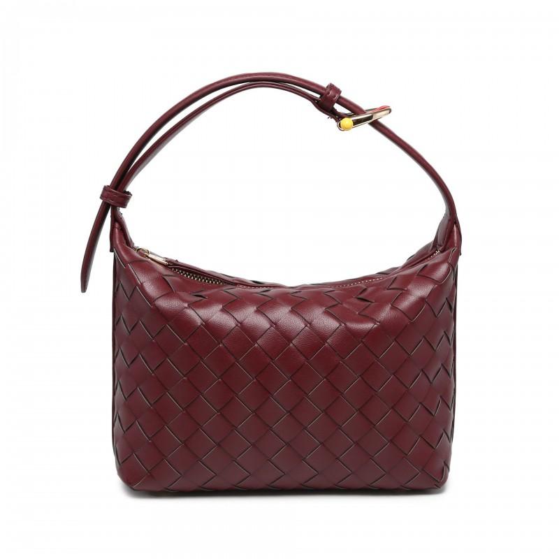 Mini Bolso de Hombro Tejido a Mano para Mujer Elegante Casual Cruzado Tote Con Cremallera Suave Piel PU Forma de Gota de Agua