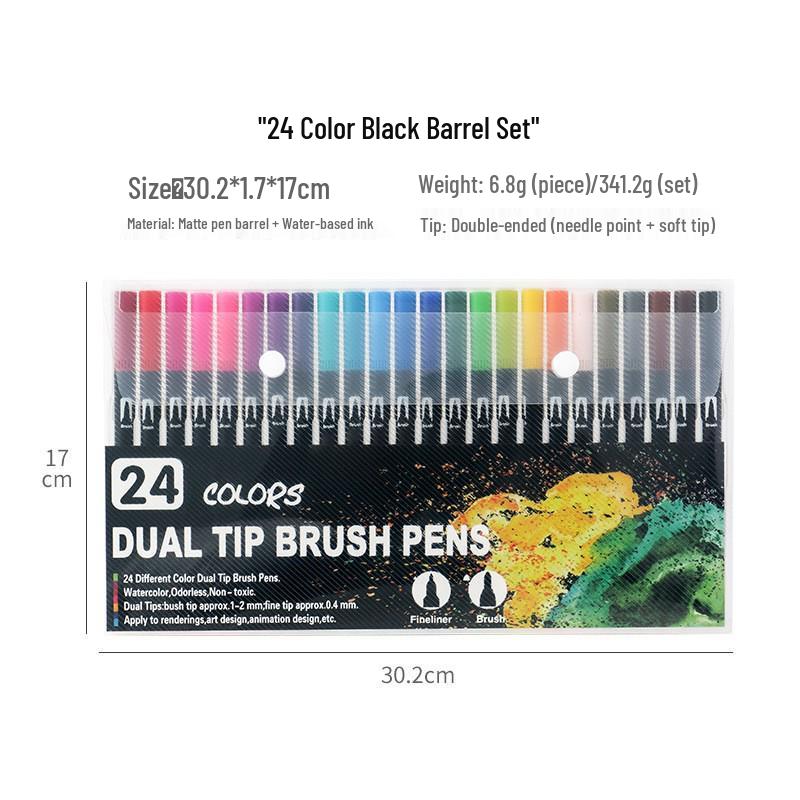 168 Color Double-Ended Watercolor Fineliner Pens Set - Soft Tip, Washable, Art Drawing Tools