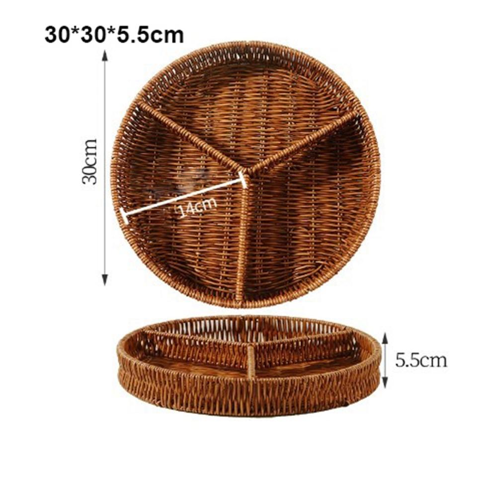 New Creative Imitation Vine Weaving Grid Basket Square Handmade Woven Rattan Snack Storage Tray 10 Styles Fruit Cake Platter