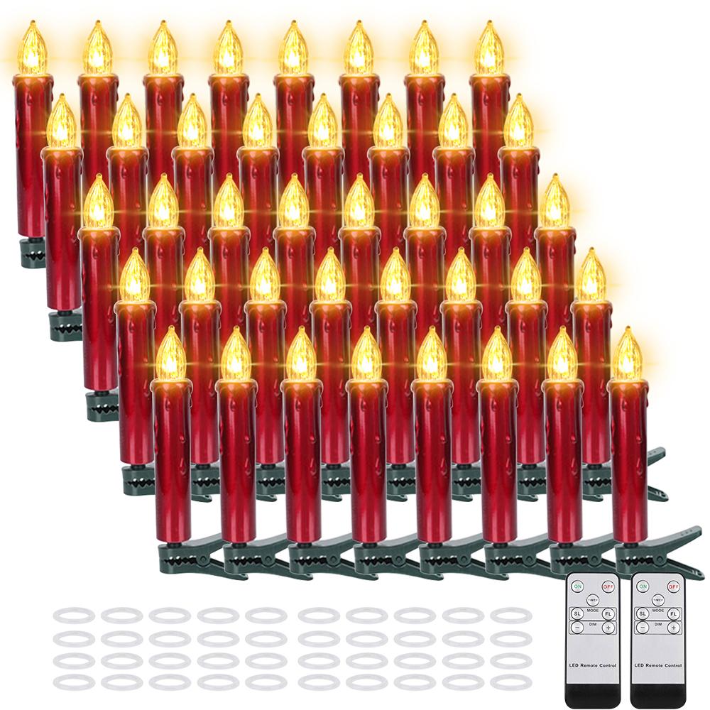 Flameless Flashing LED Christmas Candles, Flashing Fake Candle, Waterproof, Timer Remote, Home Decoration,Valentine's Day, 40Pcs