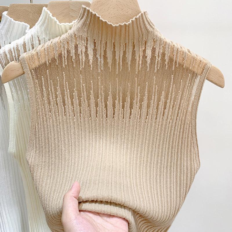 Tank Tops Women 2025 Summer Sleeveless O-Neck Black Slim Knitted Tank Tops Camis Women Tops JJ325