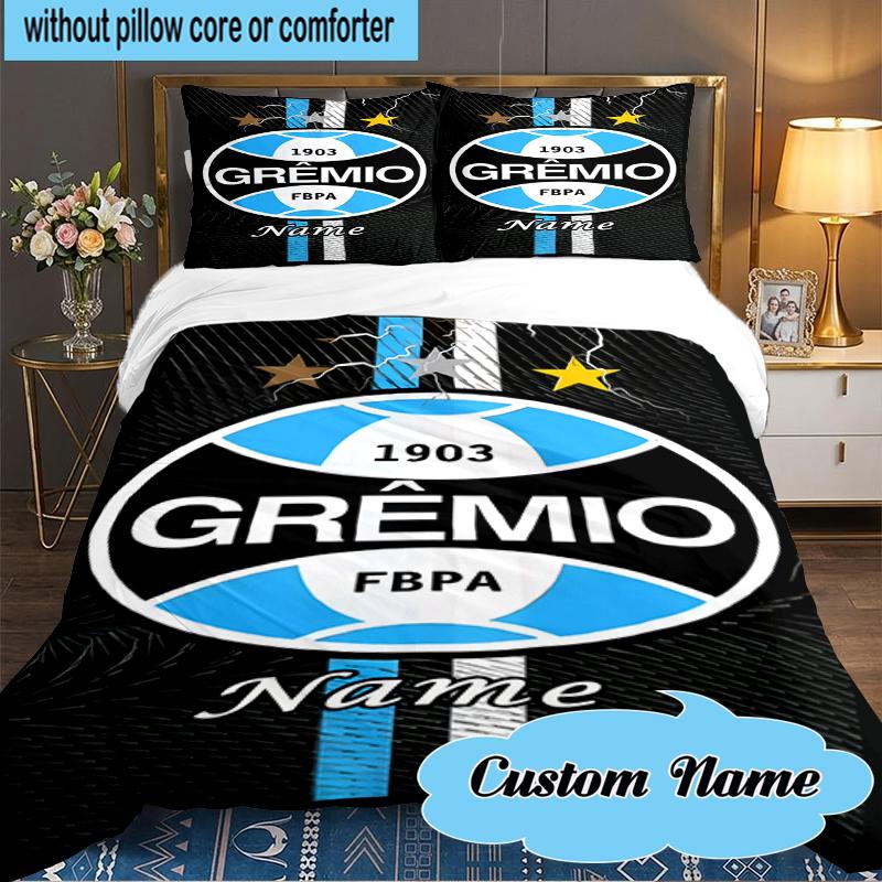 Custom Name Gremio FC Crest Design Bedding Set 3pcs, Bedding Set Including 1pc Duvet Cover And 2pcs Pillowcases for Bedroom, Dormitory Gift