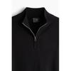 H M sliM Fit Zip Top Fine Knit Sweater Black