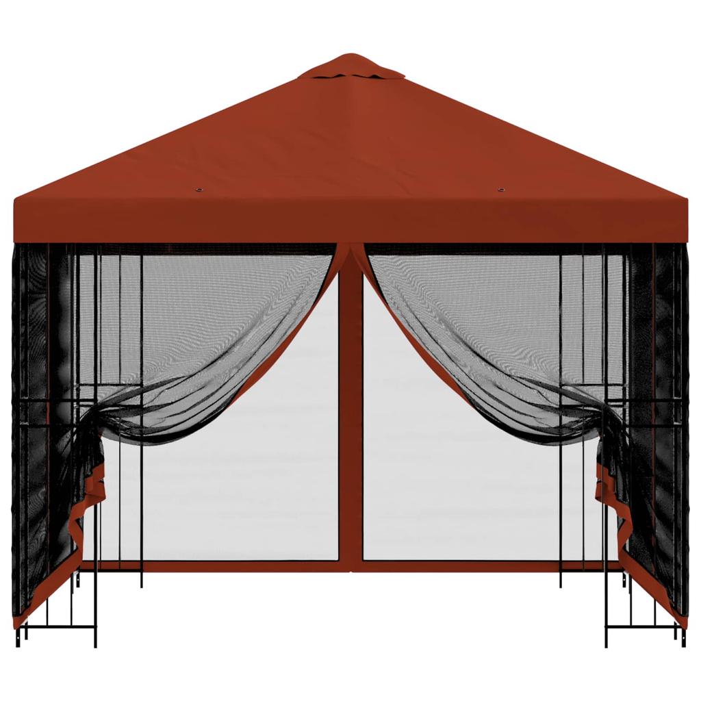Garden Pavilion with Side Walls 3 X 3 M Terracotta
