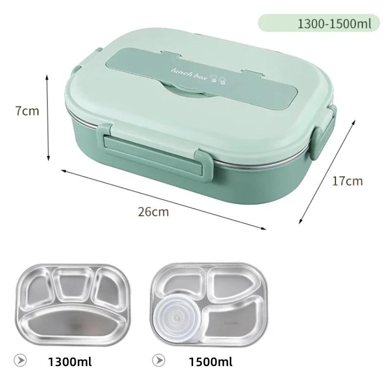 Thermal Lunch Box Stainless Steel Bento Box Student Sealed Portable with Compartment Bento Microwave Heating Food Container