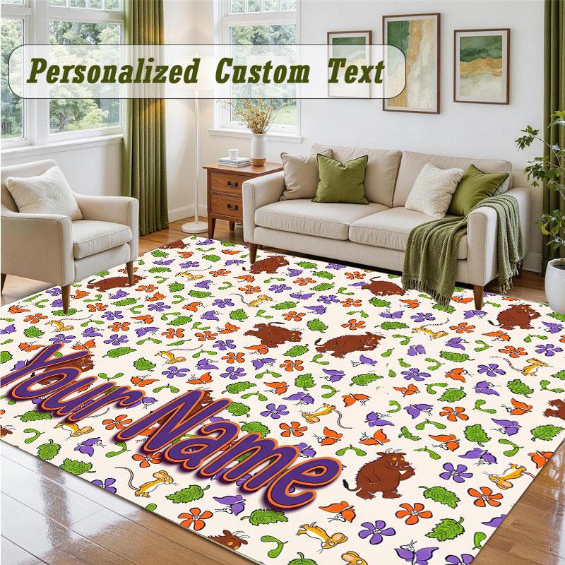 Crystal Velvet Square Rug Custom NameThe Gruffalo Pattern Non Slip Home Floor Decor Rug