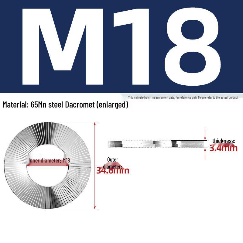 304 Stainless Steel Double Stack Self-Locking Washer with 65Mn Manganese, Anti-Loosening, Double-Sided Tooth Layer