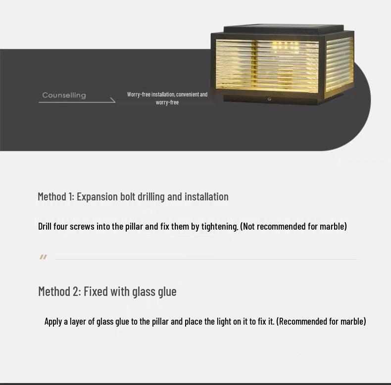 Pavilion Solar Lamp: Outdoor Waterproof Post, Gate, & Wall Top Lamp