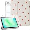 Case + Tempered Glass for Samsung Galaxy Tab A9 Plus / A11 Plus, Shockproof Protection - Heart Pattern