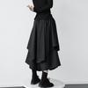 Women's High Waist Black Fishtail Midi Skirt - Irregular Swing, Japanese Style for Spring & Autumn