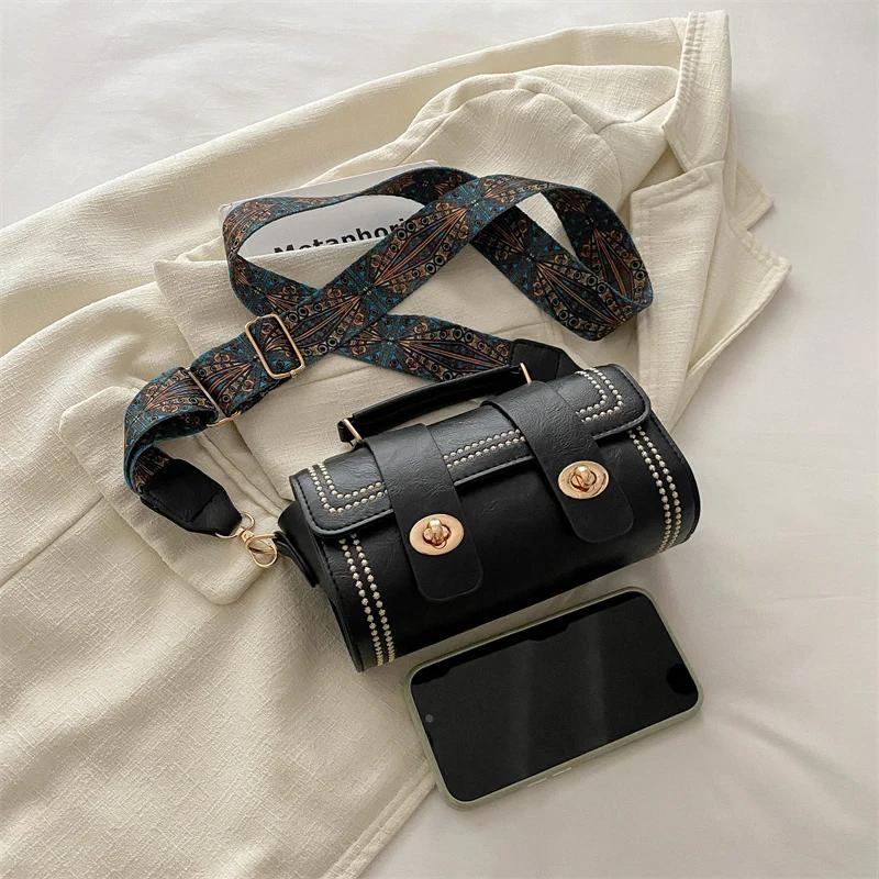 Single Color One Shoulder Bag for Women  Fashion Bag with Wide Shoulder Strap  Small Bag