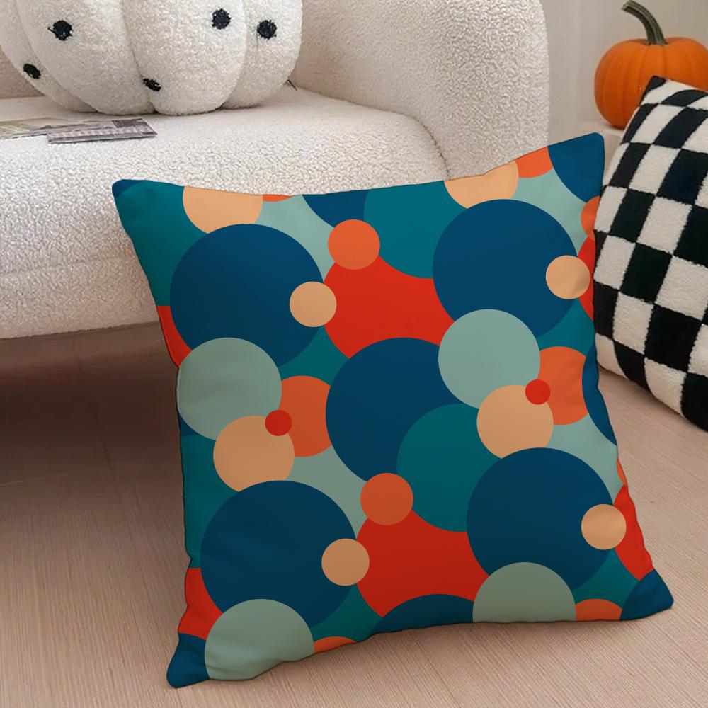 Retro Ornate Bohemian Style Geometric Pattern Cushion Cover Throw Pillow Cover Hidden Button Durable Polyester Chair Cushion