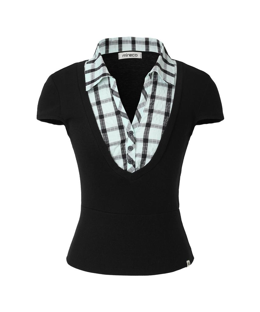 Mileko Layered Collar T Mint Black
