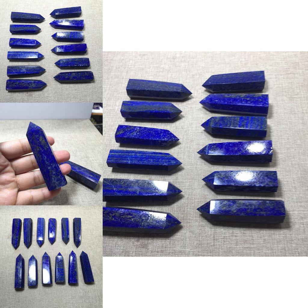 Exquisite Natural Rock Lapis Lazuli Quartz Crystal Stone Point Healing Wand Dark Blue Gift Engaging And Durable