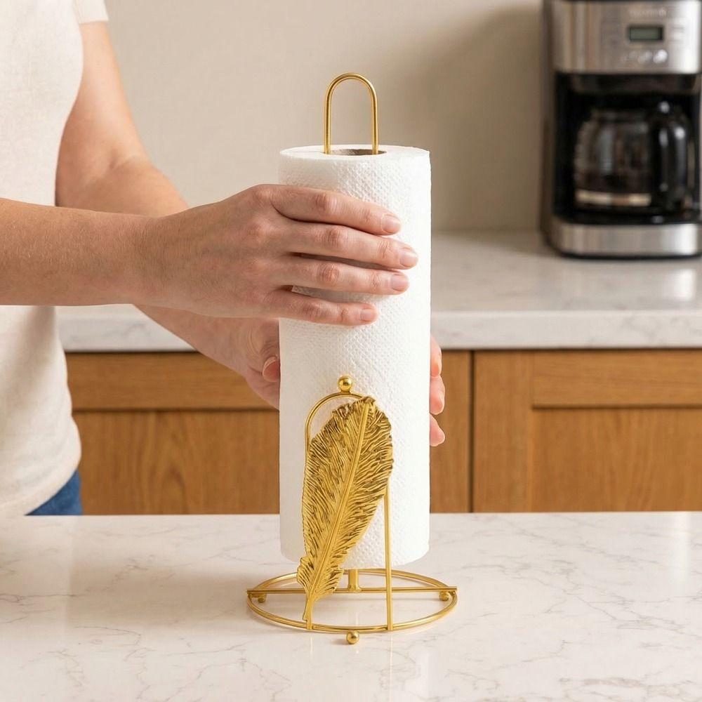 Free Standing Tree Paper Towel Holder Gold Vertical Paper Shelf Practical Tissue Stand  For Home