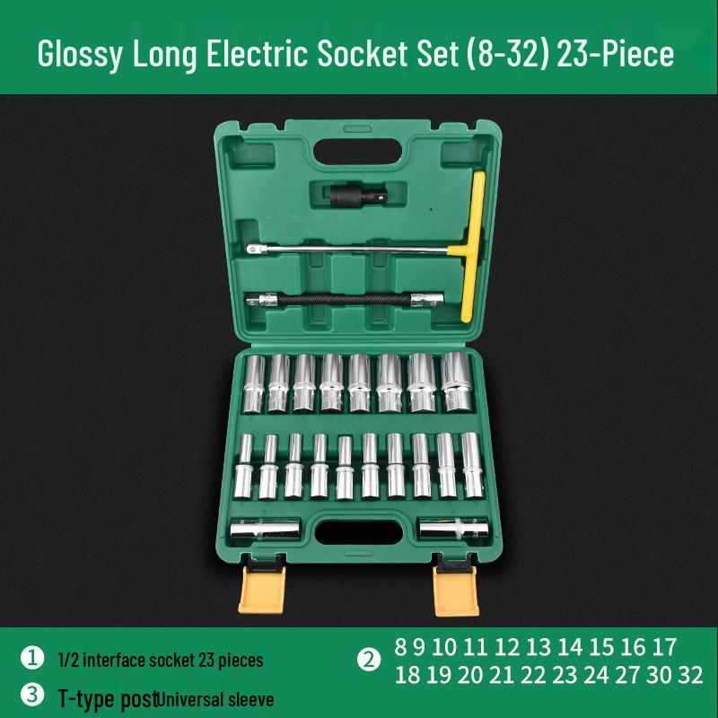 Extended Electric Hex Socket Hand Drill and Impact Wrench Tool Set