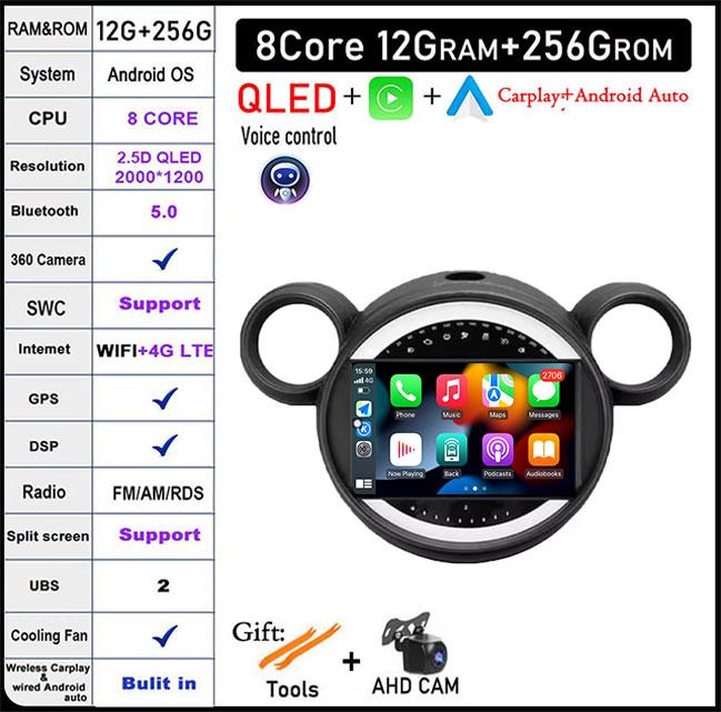 9 Inch 2.5D Touch Screen For BMW Mini 2010 2011 2012 2013 - 2016 Android 14 4G Lte Car Multimedia Player Video GPS Navigation