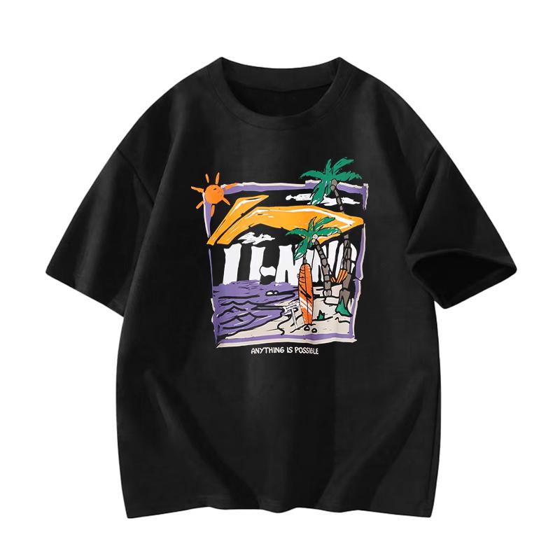 

Li-Ning Comfortable Breathable Cool Feeling Round Neck Hand-Painted Pattern Printed Couple Casual Sports Short Sleeve T-Shirt Unisex Tops ASLW552-2 M