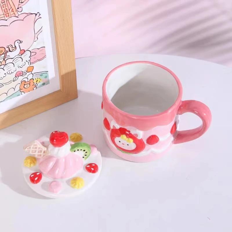 Creative Strawberry Cookies Ceramic Mug Cute Candy Salt Jar Wedding Tea Set Birthday Gift Home Decoration Accessories