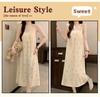 2026 Women's Cloud Cotton Spaghetti Strap Nightgown with Chest Pads, Sweet Long Dress for Home or Outdoors