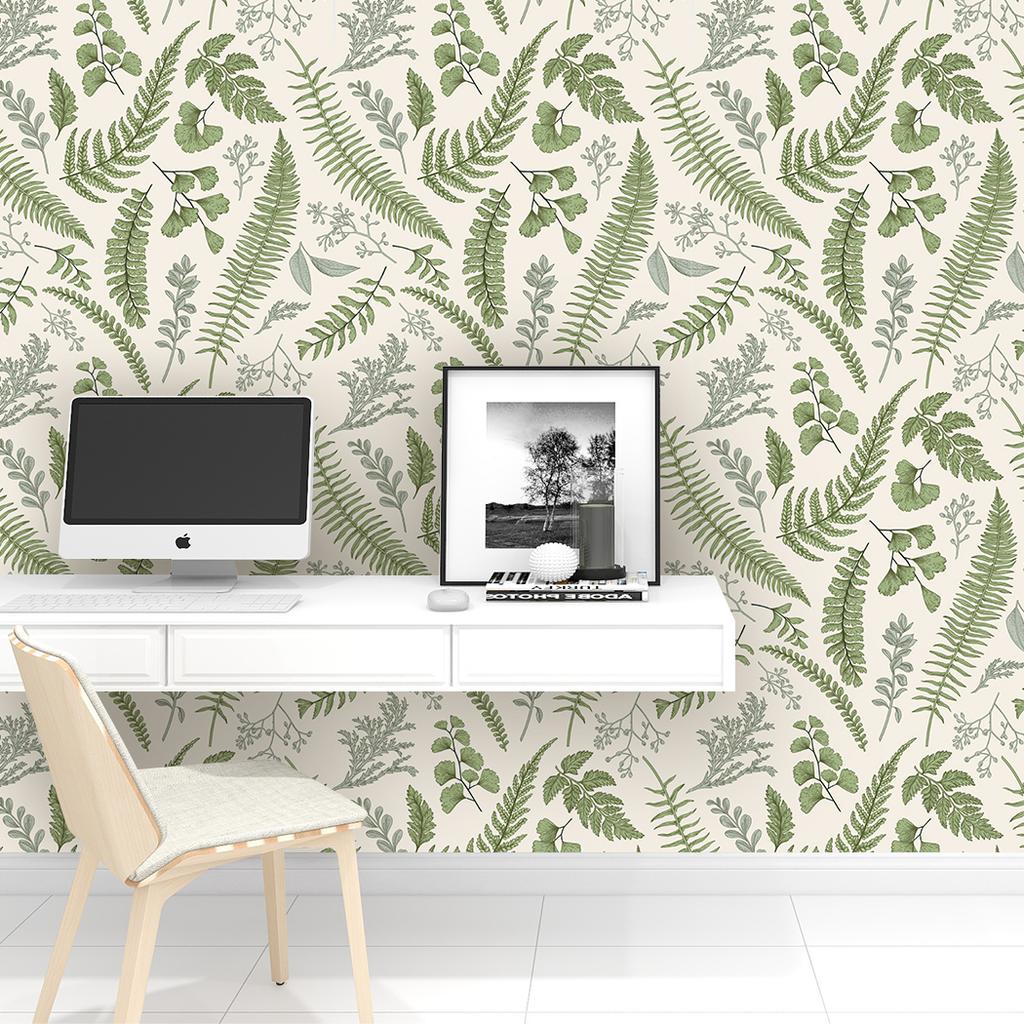 Regenwaldblätter Selbstklebende Tapete Grün Gefallenes Blatt Wandaufkleber Abziehen und Aufkleben Tapete für Schlafzimmer Heimdekoration
