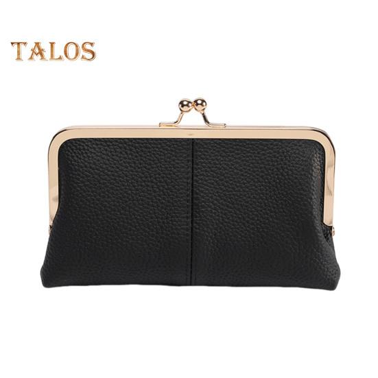 

Женский клатч-кошелек, винтажный клатч с замком-поцелуем, дорожный кошелек из натуральной кожи с отделениями для нескольких карт, держатель для карт для свиданий, вечеринок, шопинга чёрный