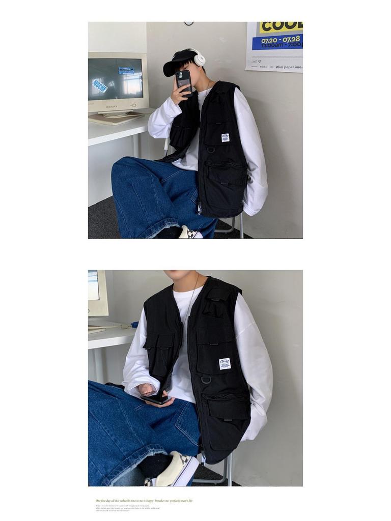 Herren Funktionelle Taktische Weste - Frühling/Herbst, Trendige Ärmellose Arbeitsjacke mit Mehreren Taschen