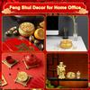 Golden Treasure Basin with 400pcs Ingot Yuan Bao Good Luck Wealth Prosperity Figurine for Home Office Decor Housewarming Gift