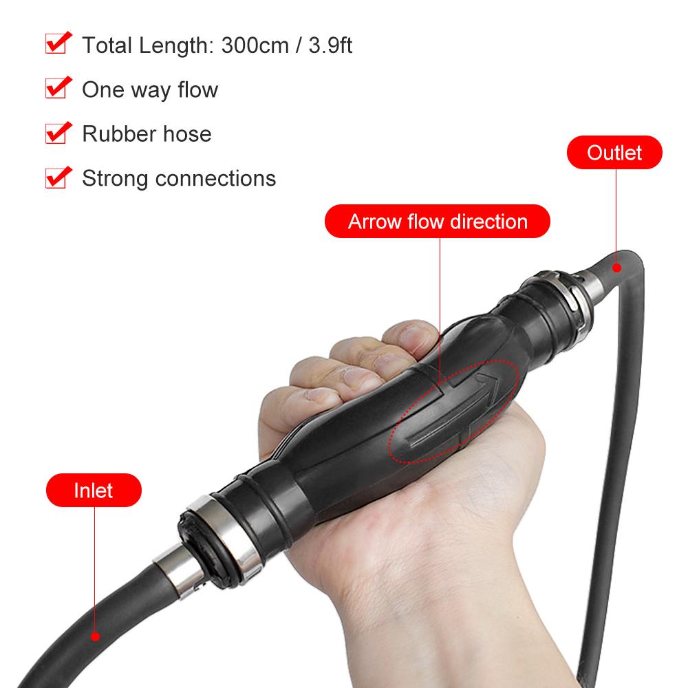 300cm Bootskraftstoffleitung mit Handpumpe Anschlüssen Bootsmotor Kraftstoffschlauch Kraftstoffleitungsbaugruppe Kompatibel mit Außenbordmotoren