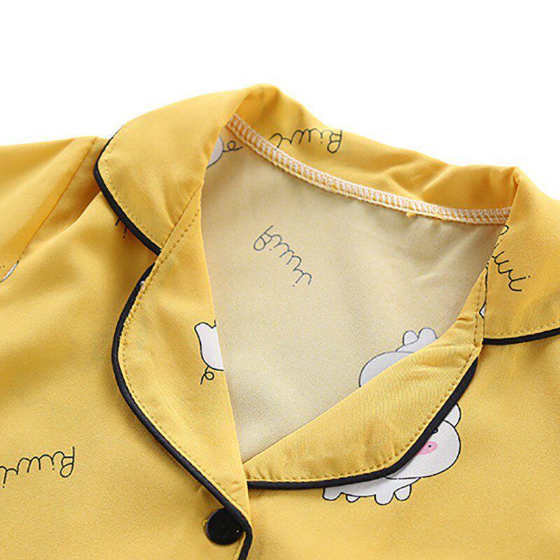 Pijamas Ni?os Baby Kids Boys Girls Cartoon Piggy Print Outfits Set Short Sleeve Blouse Tops+Shorts Sleepwear Pajamas