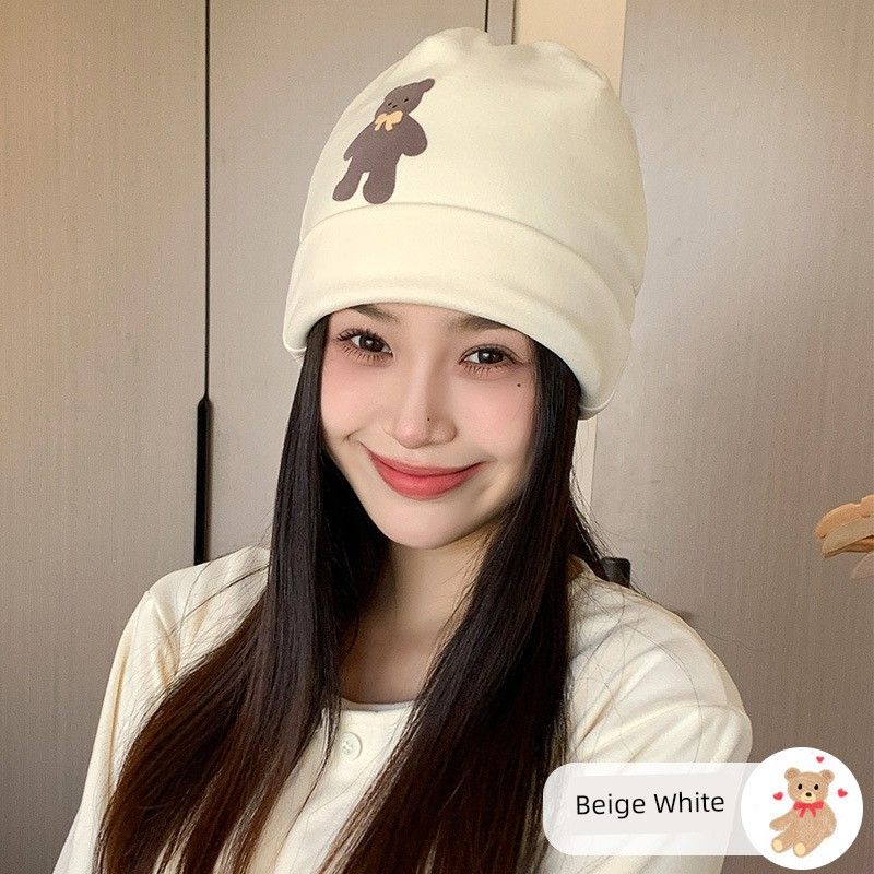 

Cute Bear Fashion Confinement Cap Summer Thin Pregnant Women Postpartum Confinement Windproof Maternity Hat Breathable Headscarf Creamy-white Moon Hat