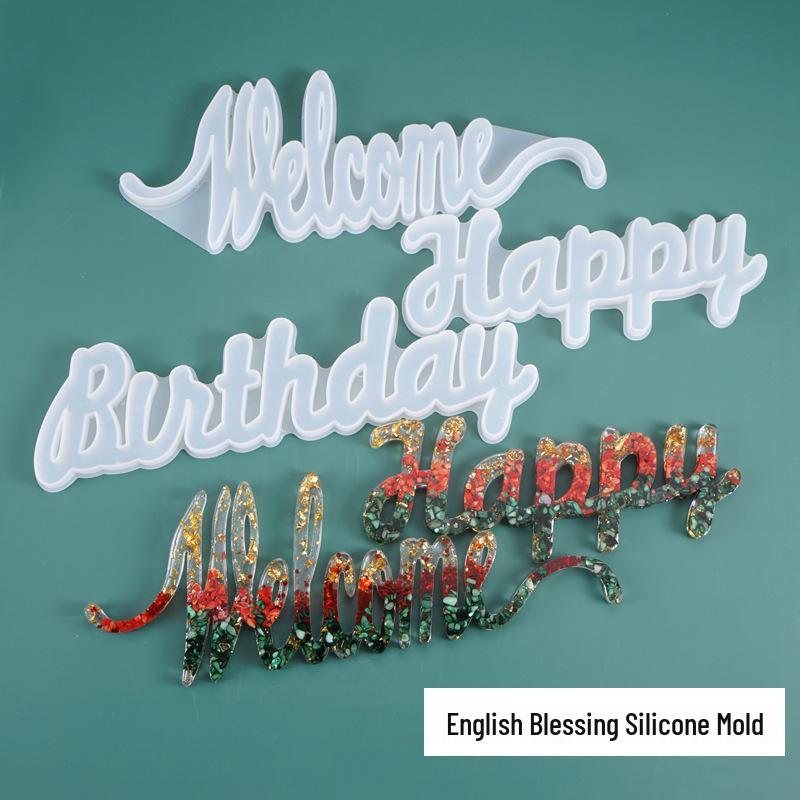Poppy DIY Resin Mold - Welcome Blessing Birthday Hanging Sign Silicone Mold Happy Silicone Mold 02