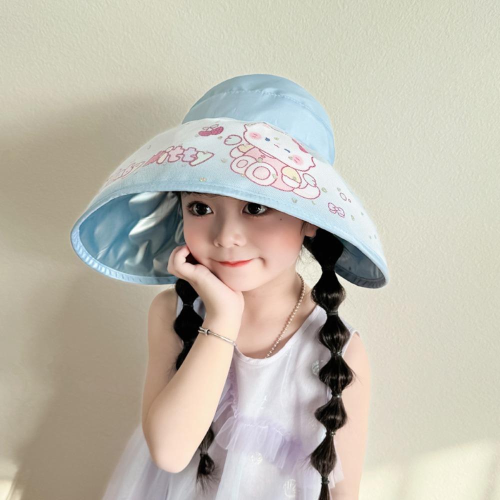 

Children s empty top hat Children s summer sun protection visor 2026 new big edge hat cute cartoon colored glue beach hat One size fits all синій