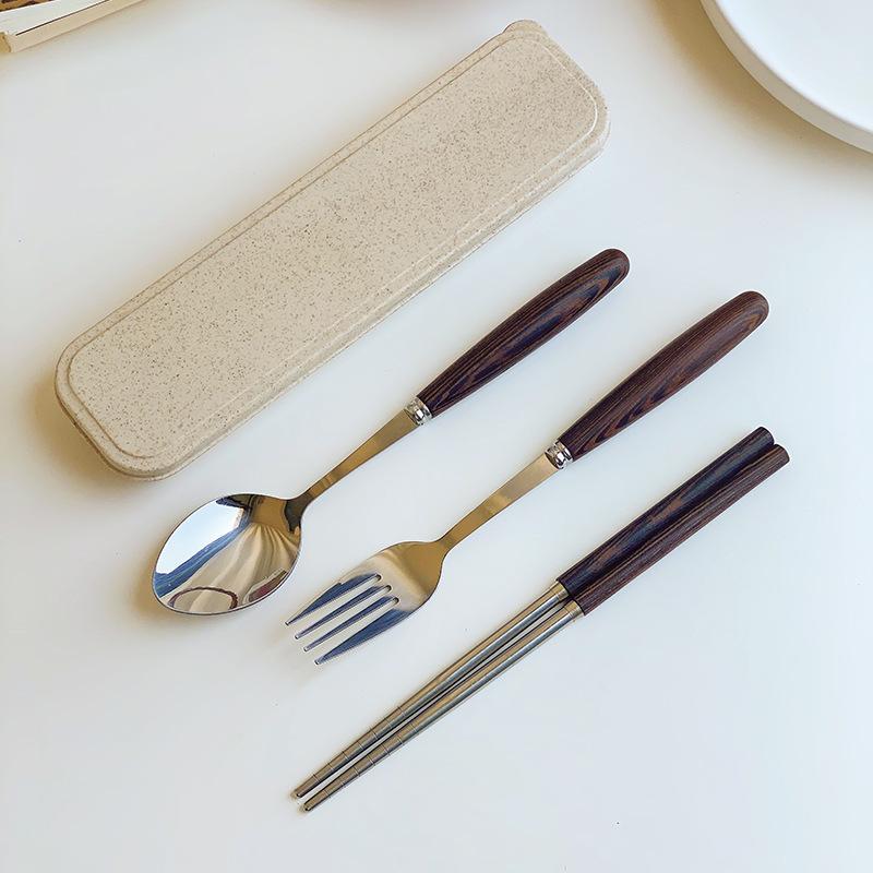 Korean household long-handled spoon, fork, stainless steel tableware ins western food steak knife 304 stainless steel chopsticks