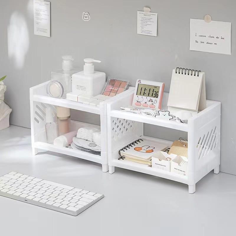 Scaffale multi-livello per organizzazione in cucina, bagno e sulla scrivania