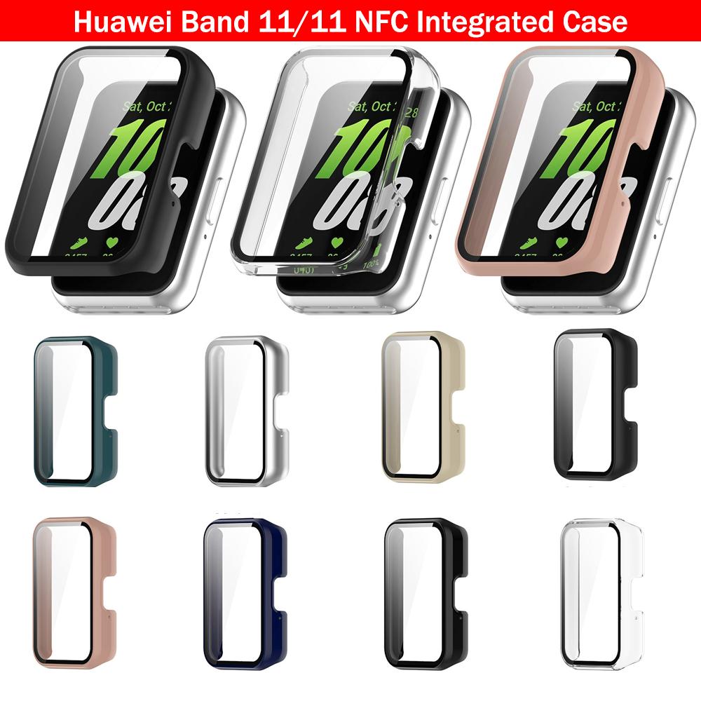 Smartwatch Protective Cover for Huawei band 11 /Huawei band 11 NFC PC Watch Case with Tempered Glass Anti-Fall Anti-Scratch Watch Case