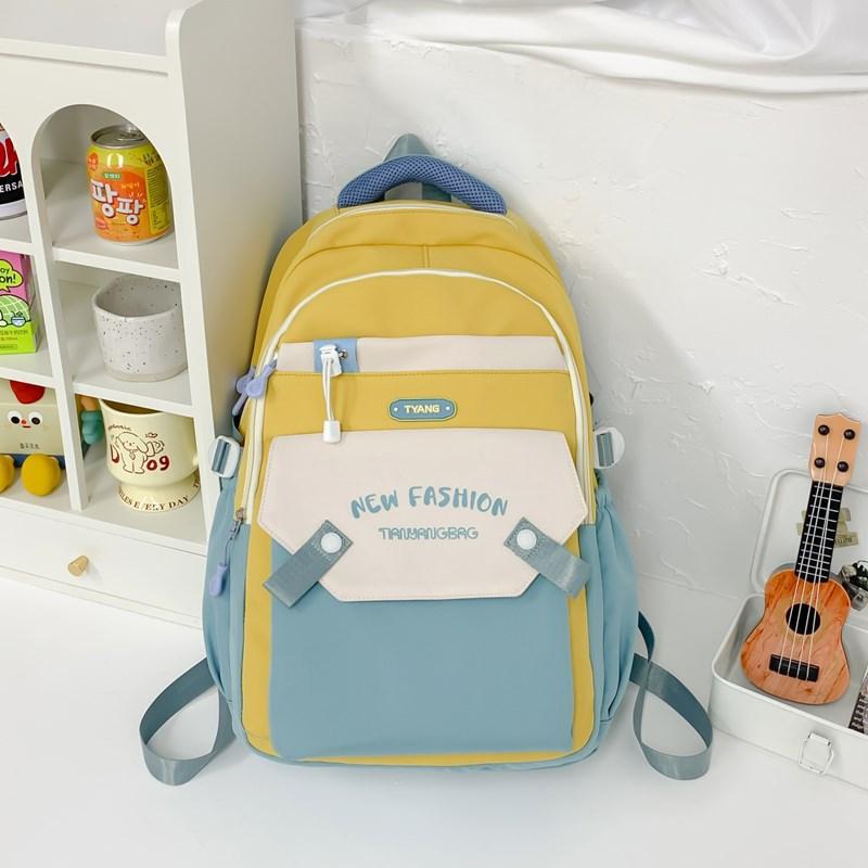 School bag school bag girl junior high school students new large-capacity girl backpack bag big school students contrasting colors popular backpack