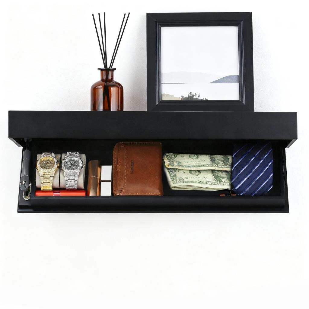 Solid Color Designer Shelf With Secret Compartment Concealed Floating Shelf Wall-Mounted Storage Solution Hidden Furniture