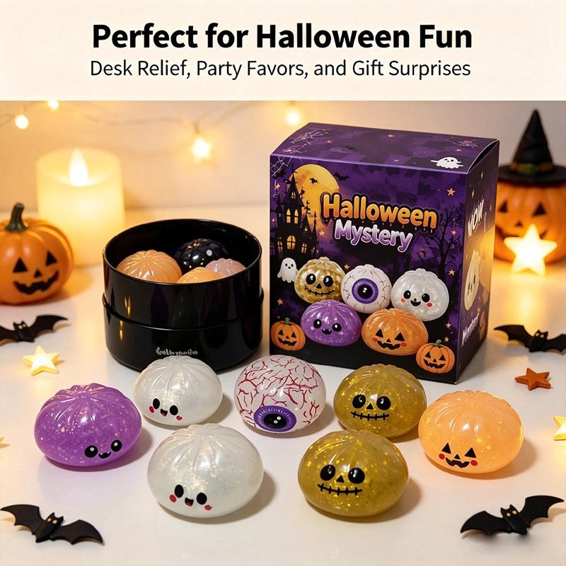 Halloween Mystery Toys Soft Material Pumpkin Ghost Eyeball Design for Toddlers Halloween Home Play Party Favors Small Surprise Gifts