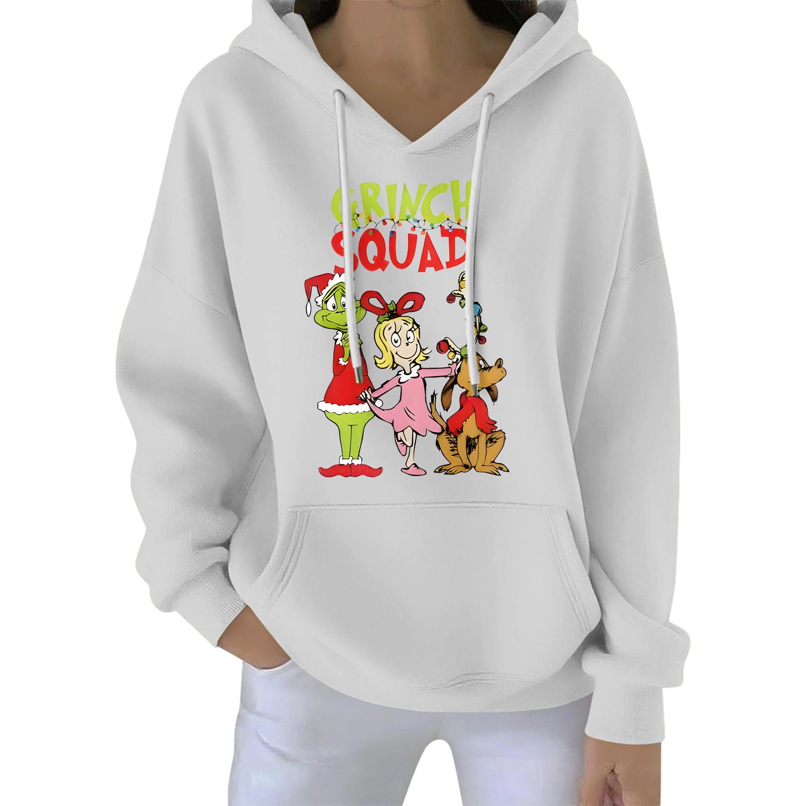 

Женская рождественская толстовка с капюшоном, смешная милая рождественская праздничная толстовка-пуловер XL белый