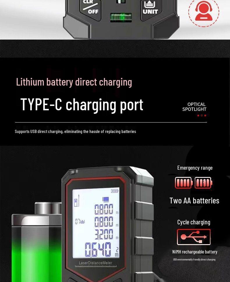 High-Precision Red Light Infrared Laser Rangefinder and Handheld Electronic Measuring Instrument