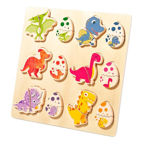 

1 комплект деревянных досок-пазлов с динозаврами, 3D-доска для игры в яйца динозавров, мелкая моторика, цвет, форма, дошкольное обучение, развивающая игрушка-головоломка A