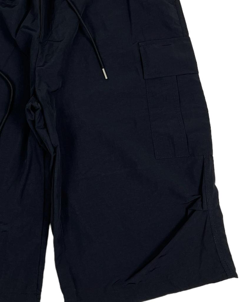 SK8ER ROCK Nylon Cargo Wide Long Half Pants Black