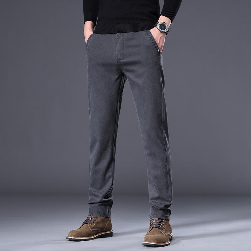 Men's Spring and Autumn New Green Men's Pants Versatile Simple Business Pants Solid Color Straight Trendy Men's Casual Pants