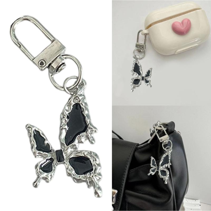 Gothic Inspire Keychain Crosses Butterfly Charm Zinc Alloy Materials Portable Ideal for Everyday Use