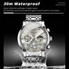OLEVS 2856 Men's Watches Classic Multifunctional Fltwheel Chronograph Original Quartz Wristwatch Moon Phase 24 Hour Waterproof