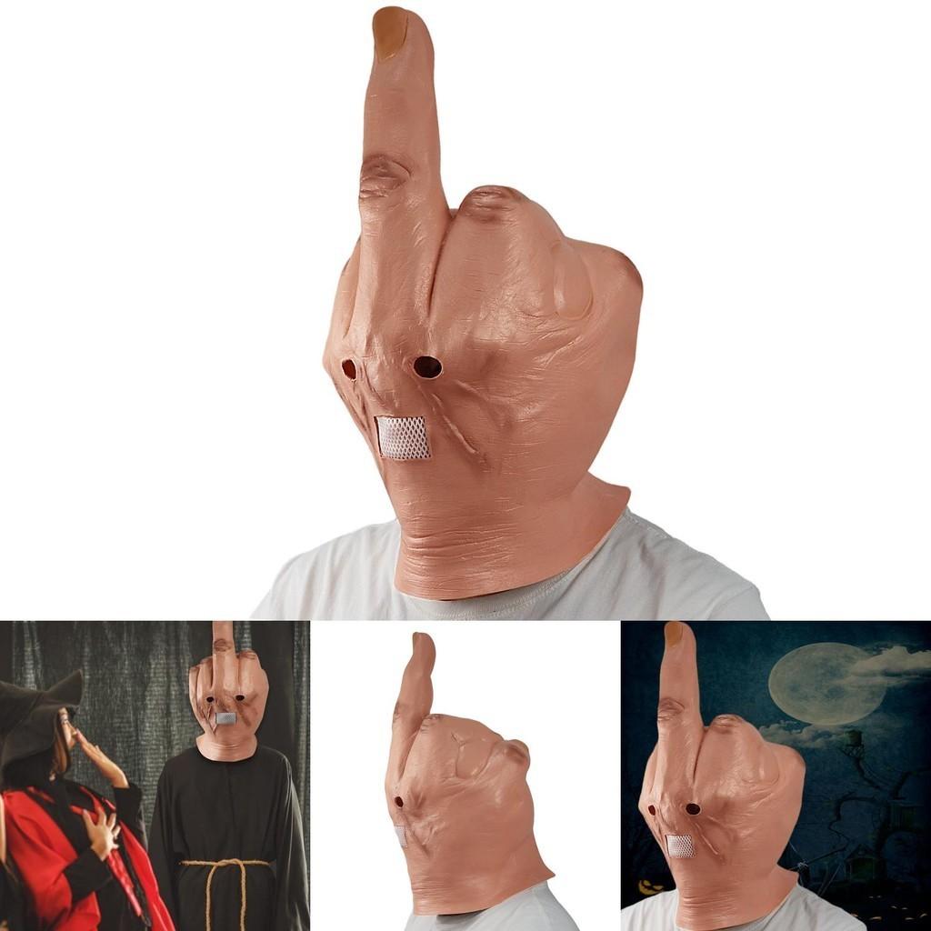 Finger Middle Scary Halloween Mask Latex Full Head Costume Party Prop Cosplay